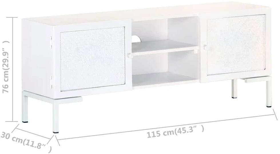 TV staliukas Televizoriaus spintelė, balta, 115x30x46cm, mango masyvas