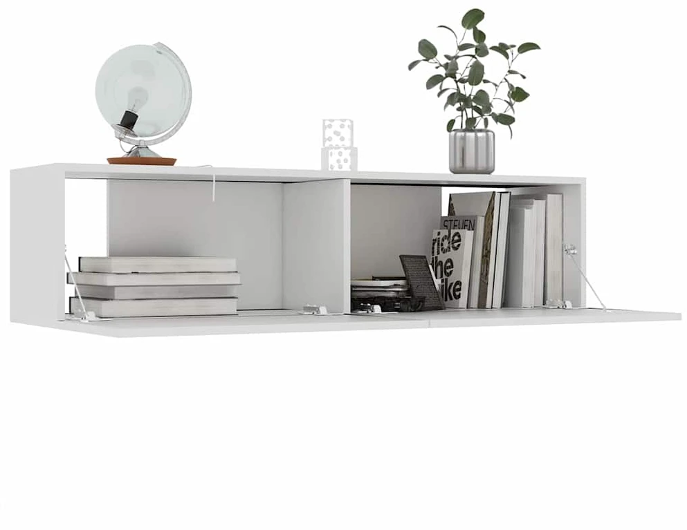 TV staliukas Televizoriaus spintelė, balta, 120x30x30cm, apdirbta mediena