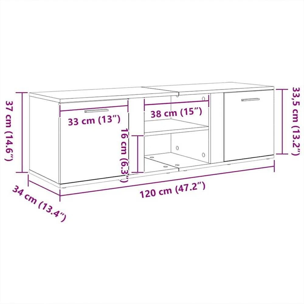 TV staliukas Televizoriaus spintelė, balta, 120x34x37cm, apdirbta mediena