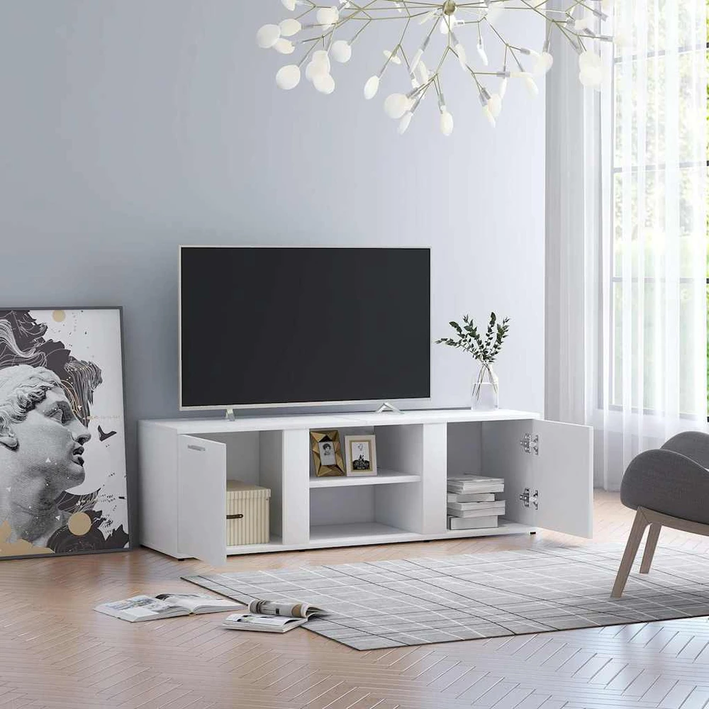 TV staliukas Televizoriaus spintelė, balta, 120x34x37cm, apdirbta mediena