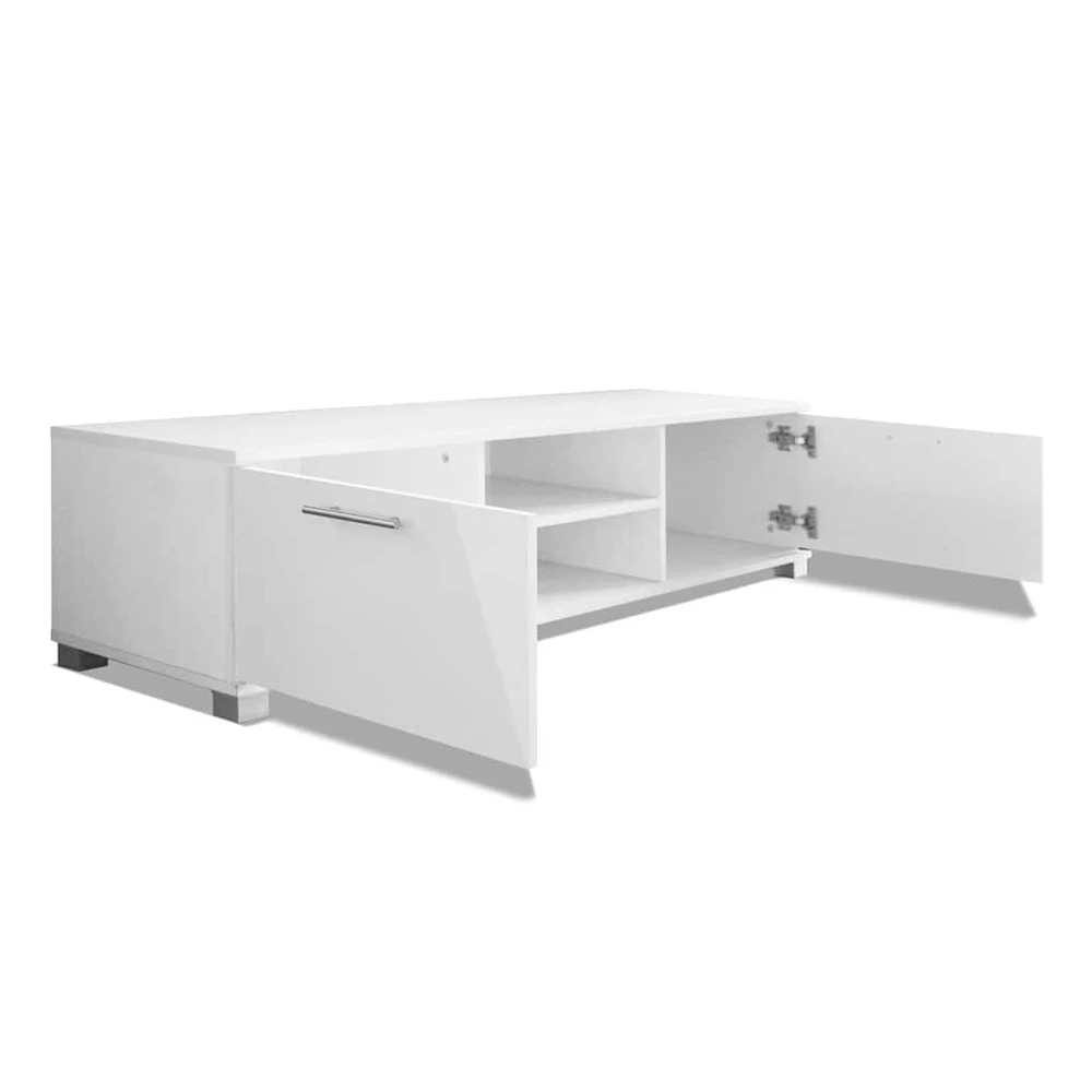 TV staliukas Televizoriaus spintelė, balta, 120x40,5x35cm, labai blizgi