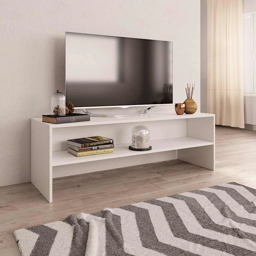 TV staliukas Televizoriaus spintelė, balta, 120x40x40cm, apdirbta mediena