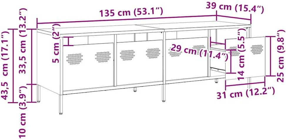 TV staliukas Televizoriaus spintelė, balta, 135x39x43,5cm, plienas