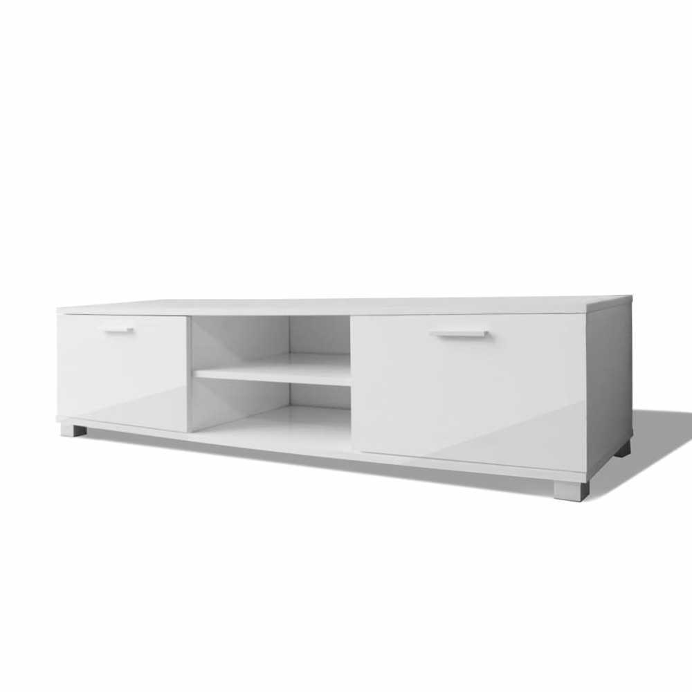 TV staliukas Televizoriaus spintelė, balta, 140x40,5x35cm, labai blizgi