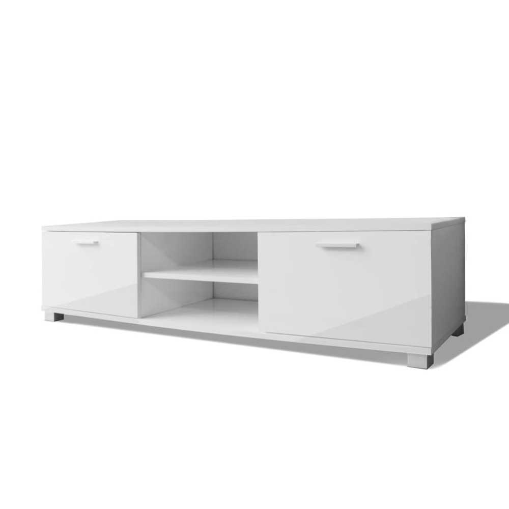 TV staliukas Televizoriaus spintelė, balta, 140x40,5x35cm, labai blizgi