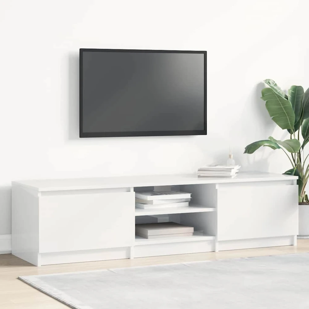 TV staliukas Televizoriaus spintelė, balta, 140x40x35,5cm, apdirbta mediena