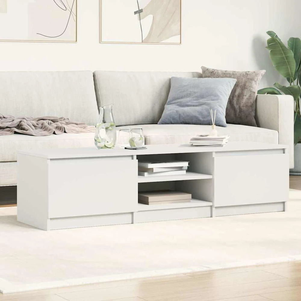 TV staliukas Televizoriaus spintelė, balta, 140x40x35,5cm, apdirbta mediena