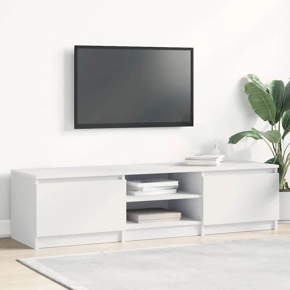 TV staliukas Televizoriaus spintelė, balta, 140x40x35,5cm, apdirbta mediena