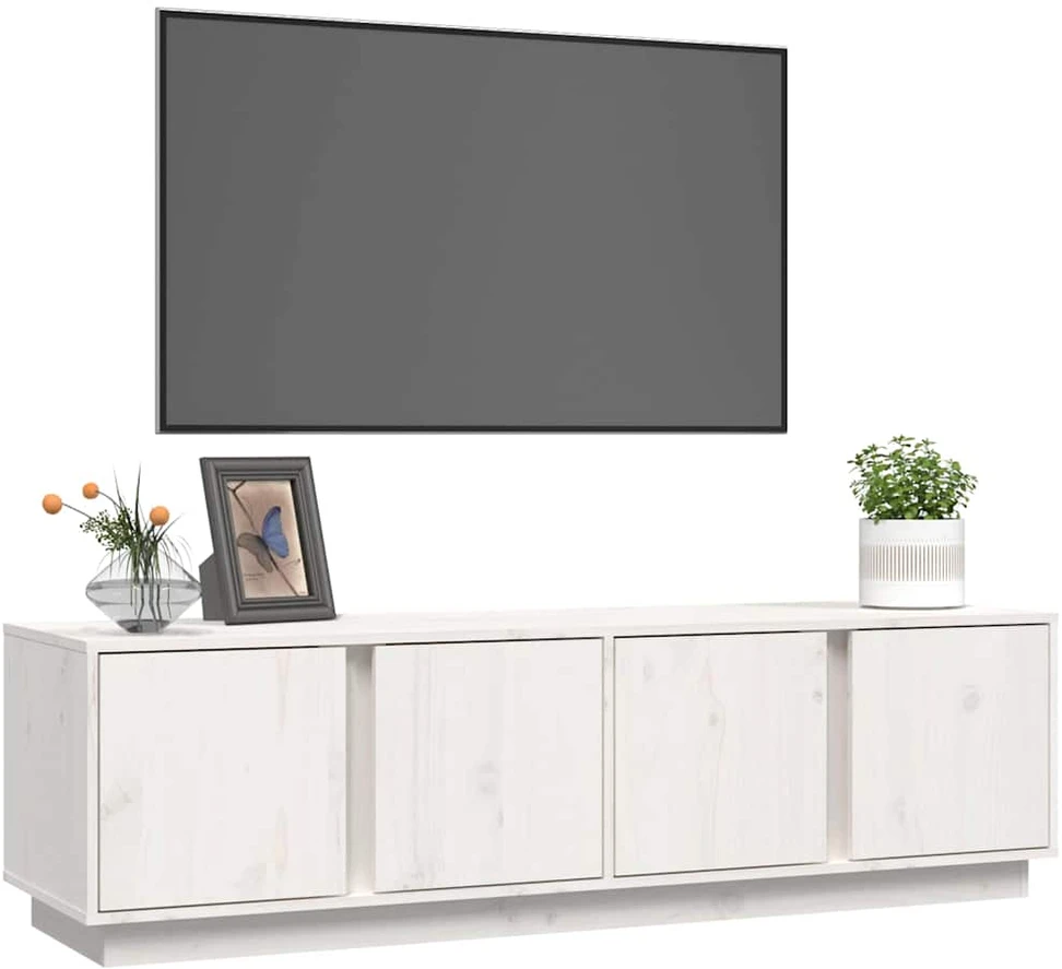 TV staliukas Televizoriaus spintelė, balta, 140x40x40cm, pušies masyvas