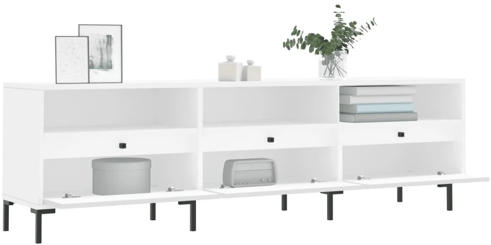 TV staliukas Televizoriaus spintelė, balta, 150x30x44,5cm, apdirbta mediena