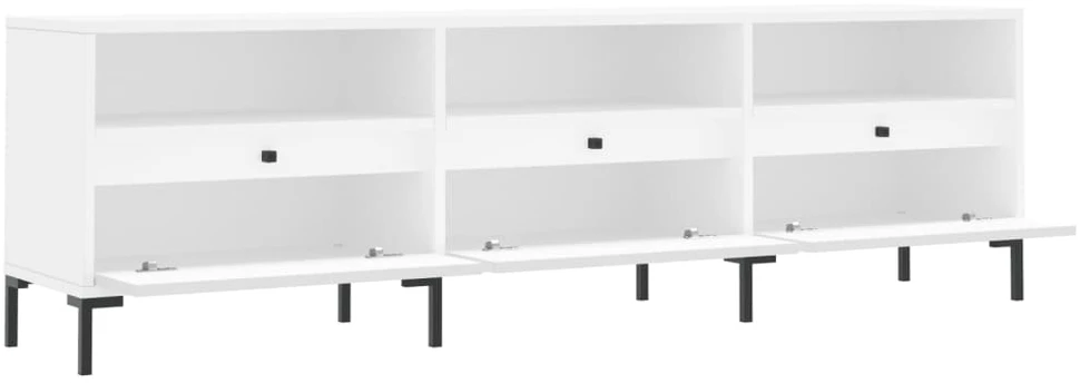 TV staliukas Televizoriaus spintelė, balta, 150x30x44,5cm, apdirbta mediena