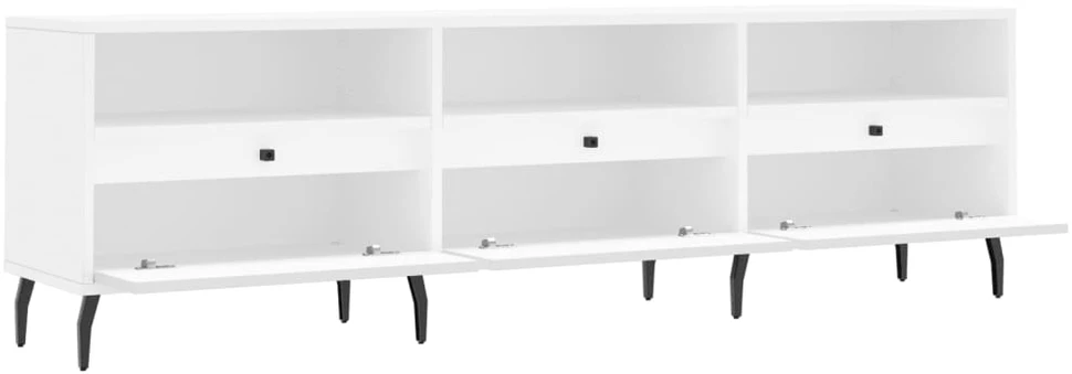 TV staliukas Televizoriaus spintelė, balta, 150x30x44,5cm, apdirbta mediena