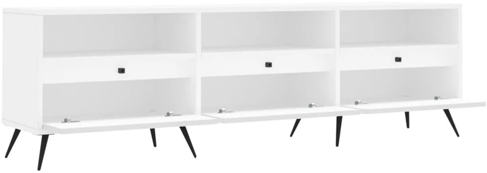 TV staliukas Televizoriaus spintelė, balta, 150x30x44,5cm, apdirbta mediena