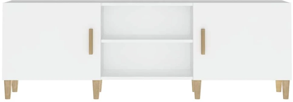 TV staliukas Televizoriaus spintelė, balta, 150x30x50cm, apdirbta mediena