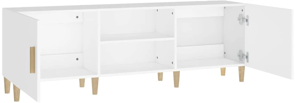 TV staliukas Televizoriaus spintelė, balta, 150x30x50cm, apdirbta mediena