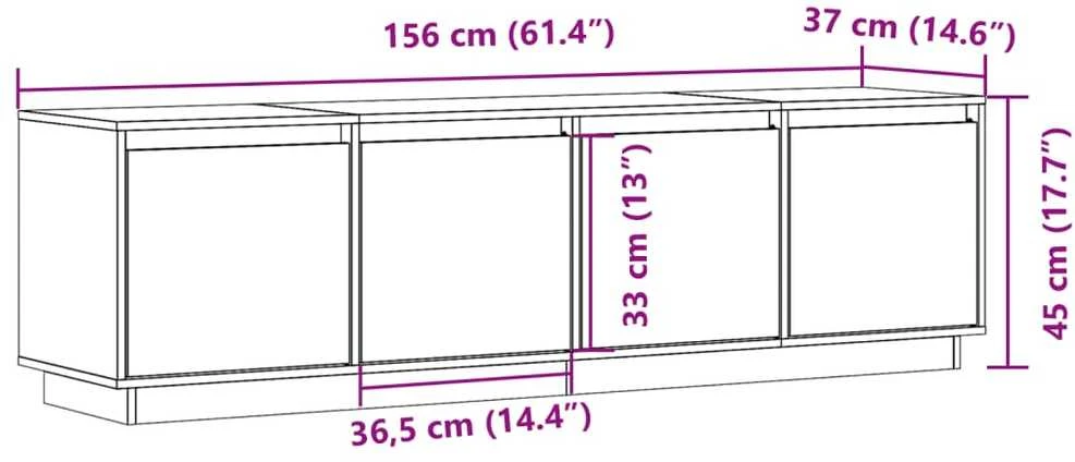TV staliukas Televizoriaus spintelė, balta, 156x37x45cm, pušies masyvas