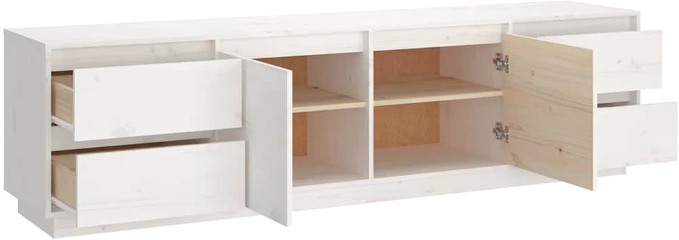 TV staliukas Televizoriaus spintelė, balta, 176x37x47,5cm, pušies masyvas