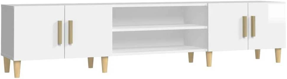 TV staliukas Televizoriaus spintelė, balta, 180x31,5x40cm, mediena, blizgi