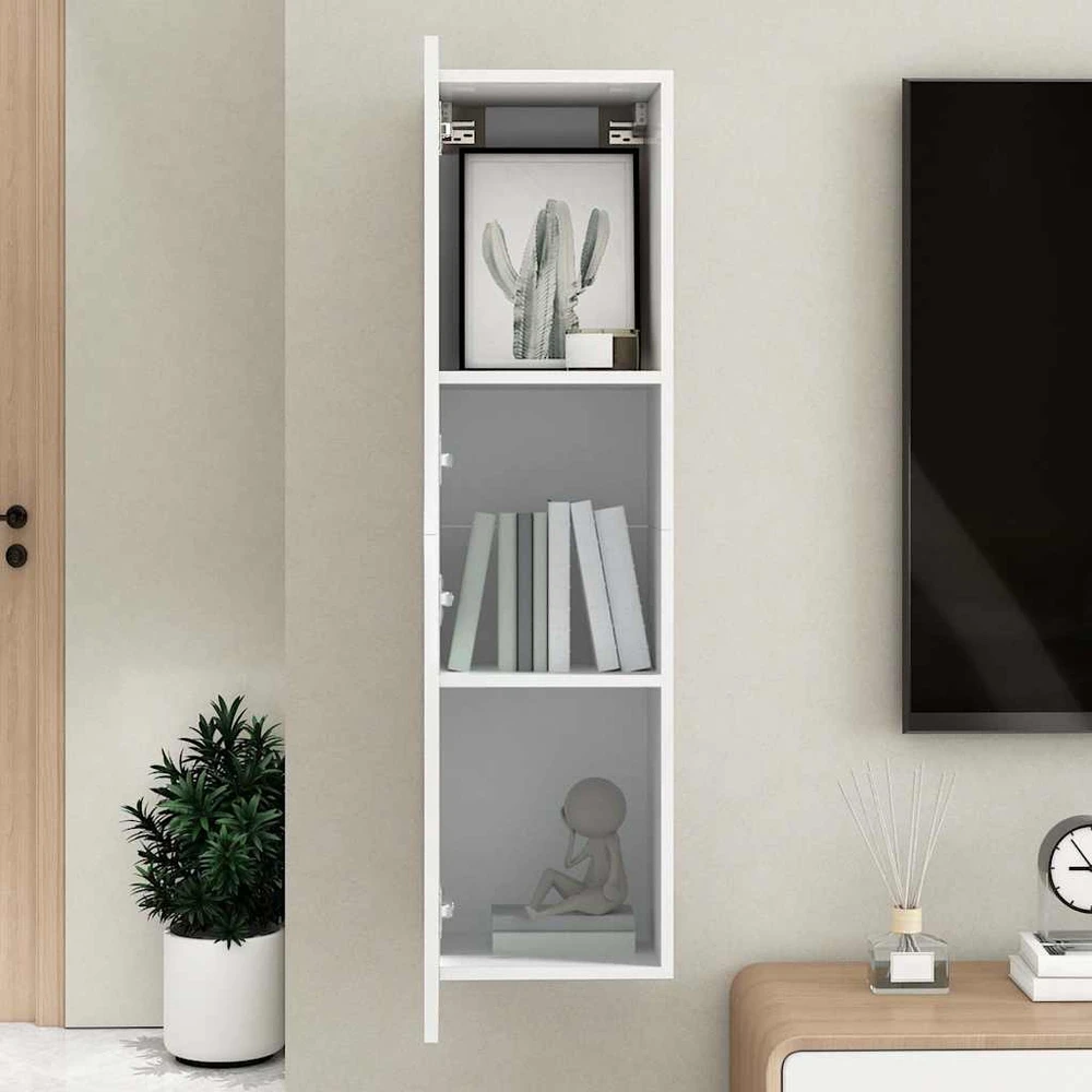 TV staliukas Televizoriaus spintelė, balta, 30,5x30x110cm, apdirbta mediena