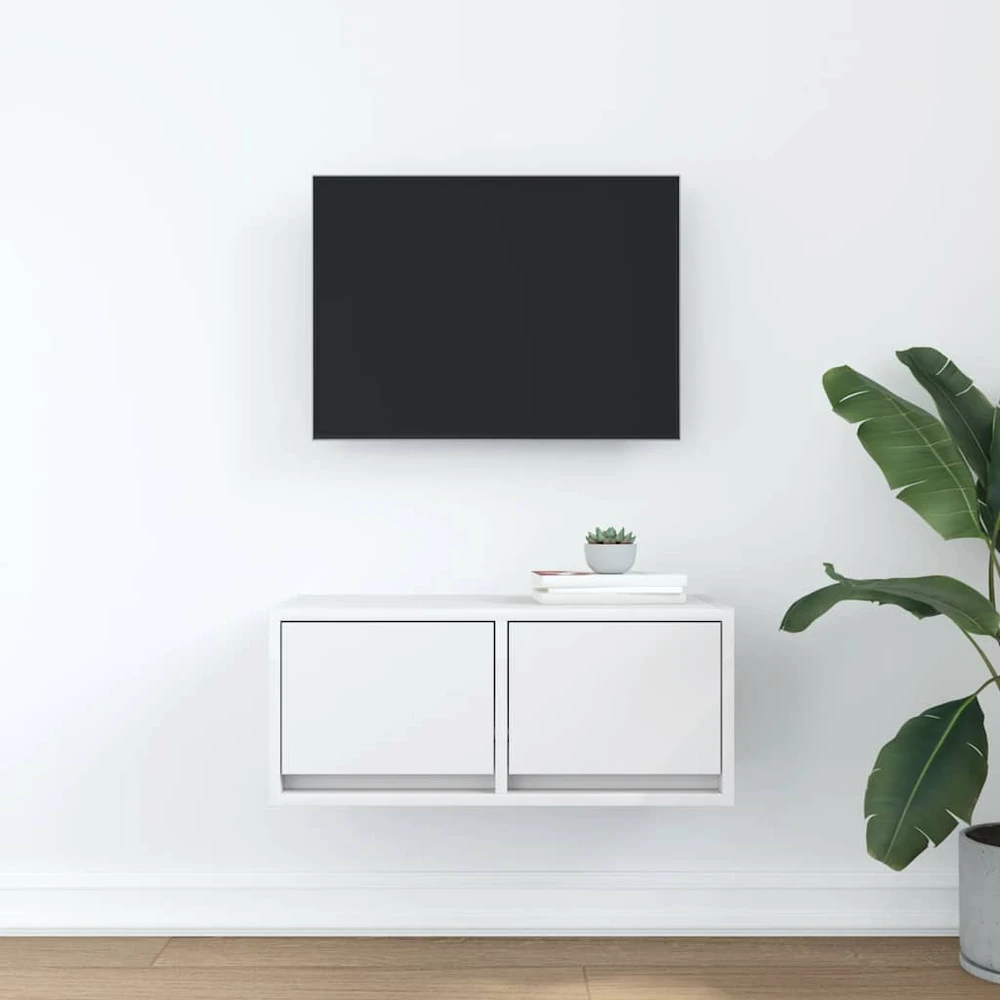 TV staliukas Televizoriaus spintelė, balta, 60x31x25,5 cm, apdirbta mediena