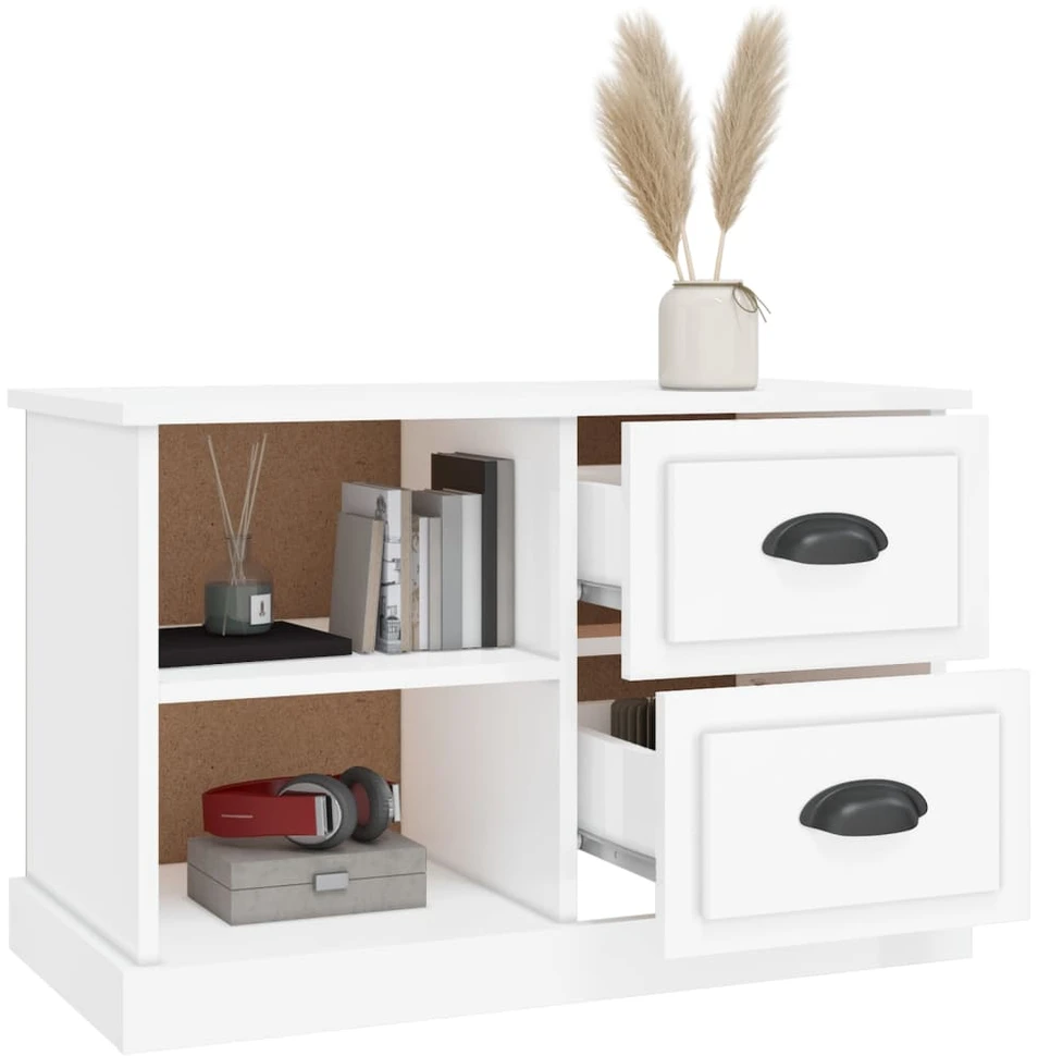 TV staliukas Televizoriaus spintelė, balta, 73x35,5x47,5cm, mediena, blizgi