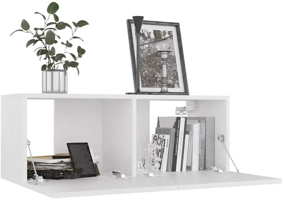 TV staliukas Televizoriaus spintelė, balta, 80x30x30cm, apdirbta mediena