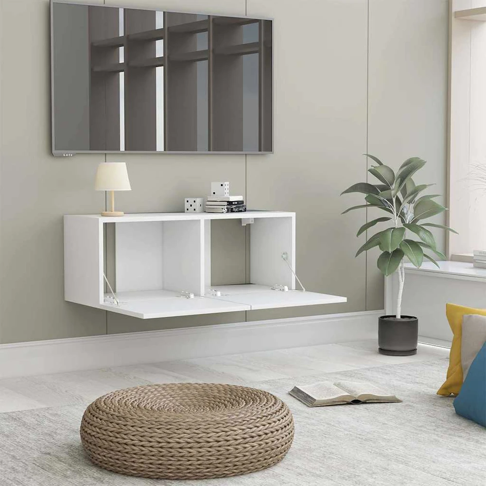 TV staliukas Televizoriaus spintelė, balta, 80x30x30cm, apdirbta mediena