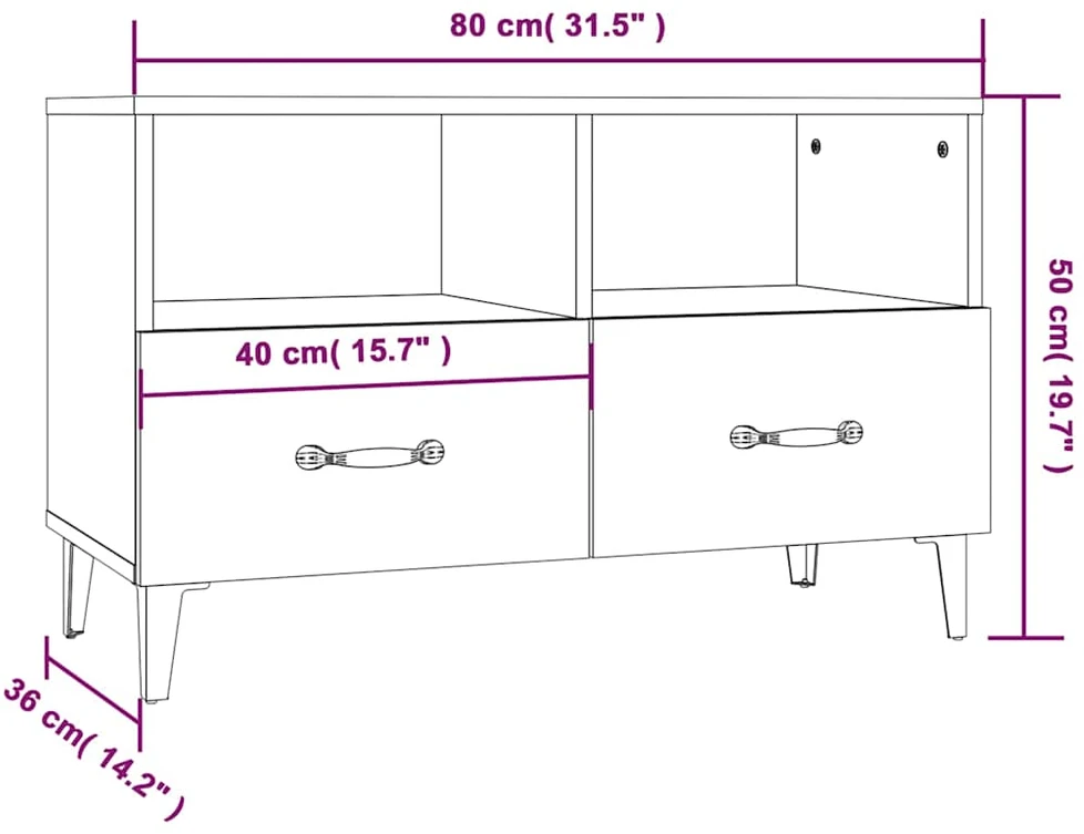 TV staliukas Televizoriaus spintelė, balta, 80x36x50cm, mediena, blizgi