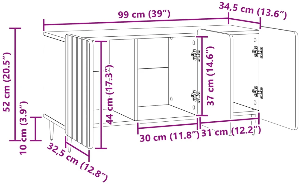 TV staliukas Televizoriaus spintelė Balta 99 x 34,5 x 52 cm Apdirbta mediena