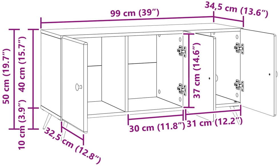 TV staliukas Televizoriaus spintelė Balta 99 x 34,5 x 50 cm Apdirbta mediena