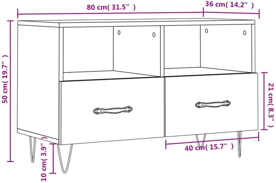 TV staliukas Televizoriaus spintelė, baltos spalvos, 80x36x50cm, mediena