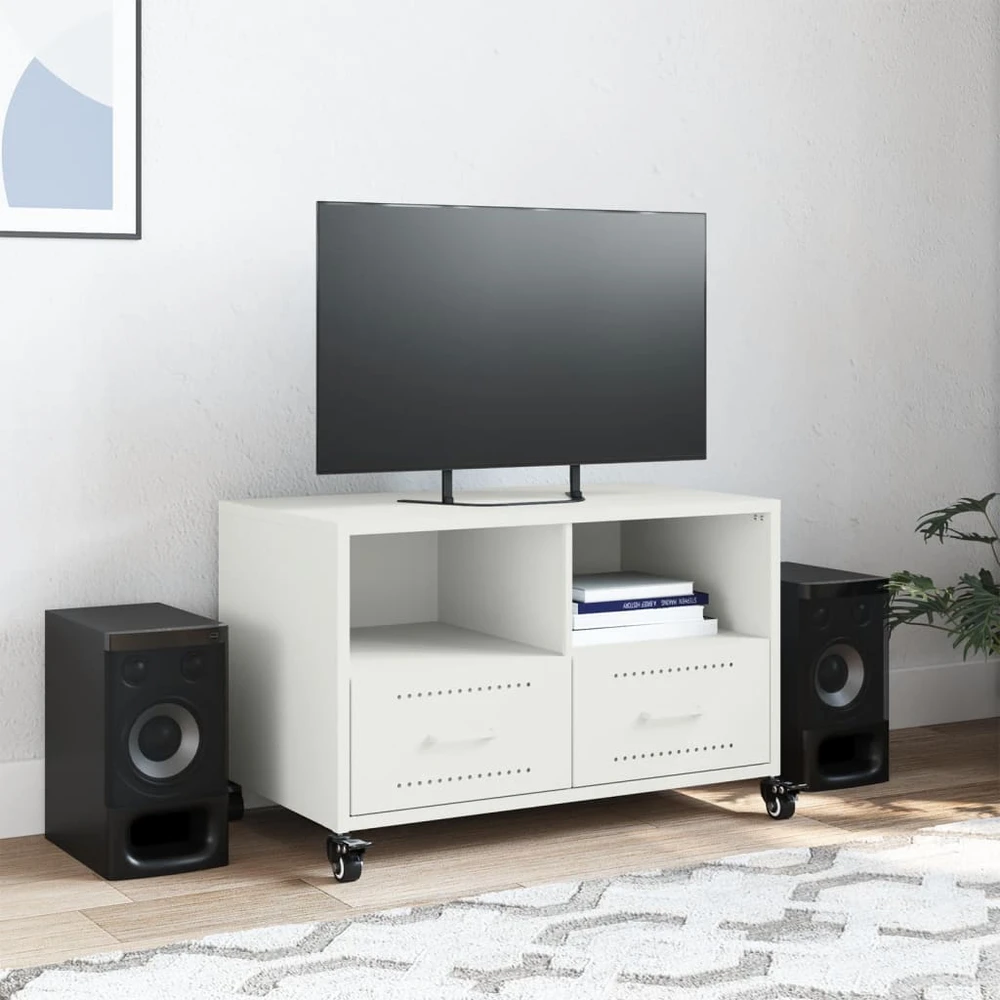 TV staliukas Televizoriaus spintelė, baltos spalvos, 68x39x43,5cm, plienas