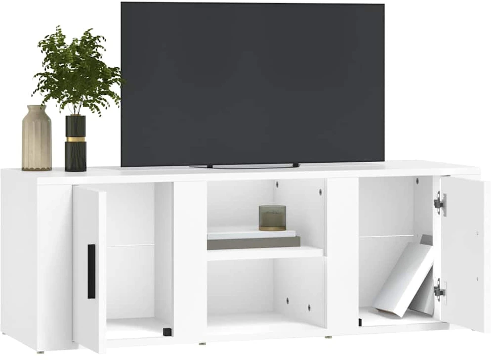 TV staliukas Televizoriaus spintelė, baltos spalvos, 100x31,5x35cm, mediena