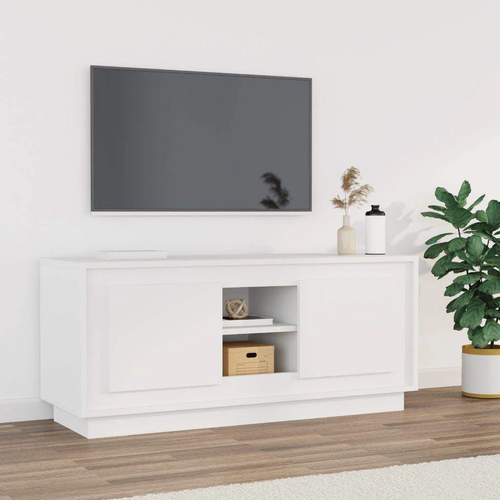 TV staliukas Televizoriaus spintelė, baltos spalvos, 102x35x45cm, mediena