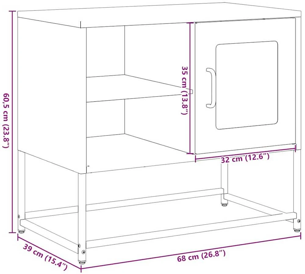 TV staliukas Televizoriaus spintelė, baltos spalvos, 68x39x60,5cm, plienas