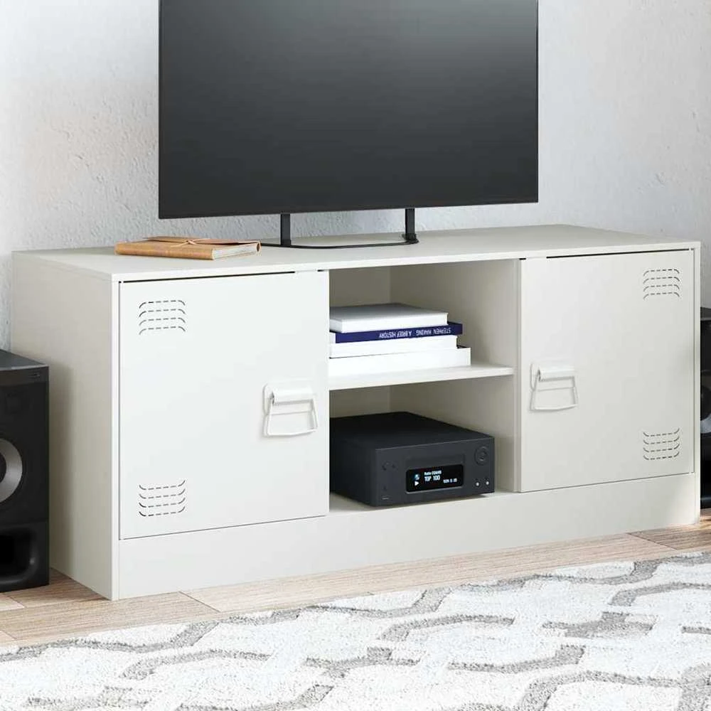 TV staliukas Televizoriaus spintelė, baltos spalvos, 99x39x44cm, plienas