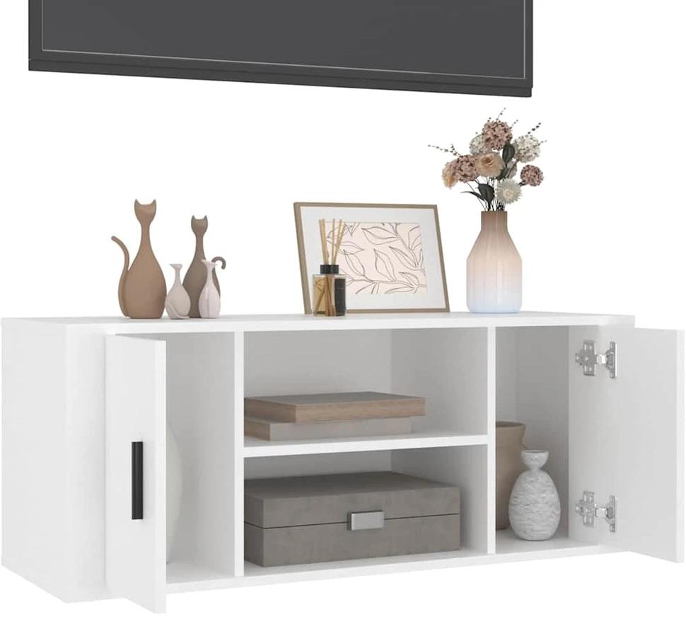 TV staliukas Televizoriaus spintelė, baltos spalvos, 100x35x40cm, mediena