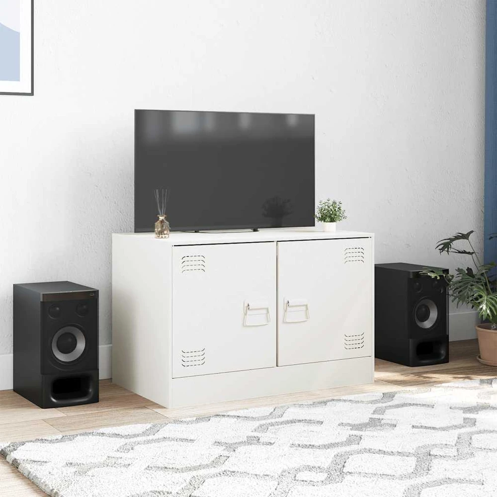 TV staliukas Televizoriaus spintelė, baltos spalvos, 67x39x44cm, plienas