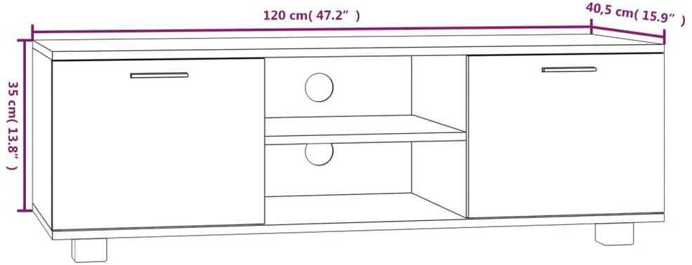 TV staliukas Televizoriaus spintelė, baltos spalvos, 120x40,5x35cm, mediena