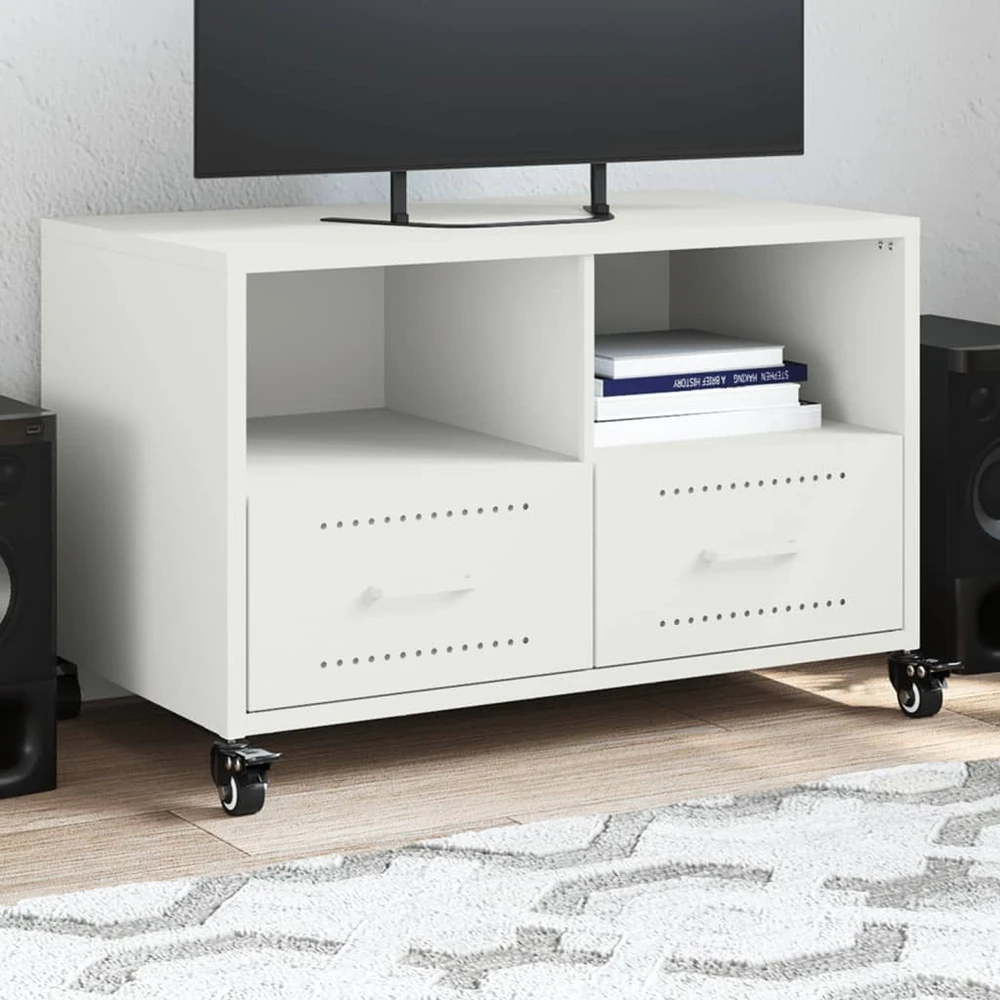 TV staliukas Televizoriaus spintelė, baltos spalvos, 68x39x43,5cm, plienas
