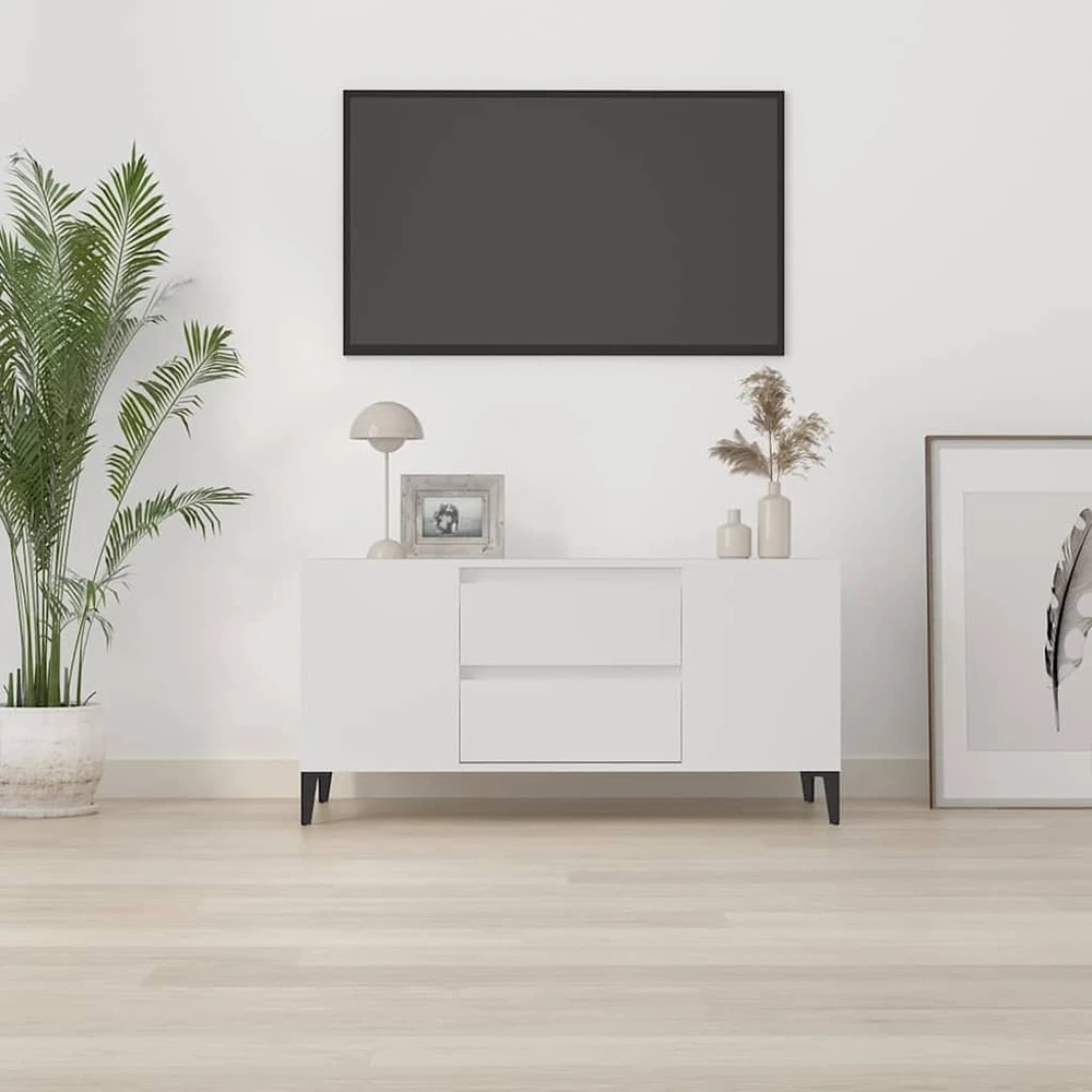TV staliukas Televizoriaus spintelė, baltos spalvos, 102x44,5x50cm, mediena