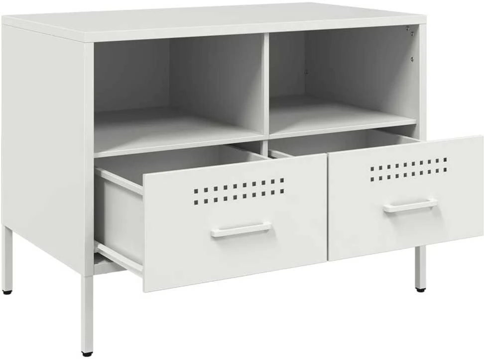 TV staliukas Televizoriaus spintelė, baltos spalvos, 68x39x50,5cm, plienas