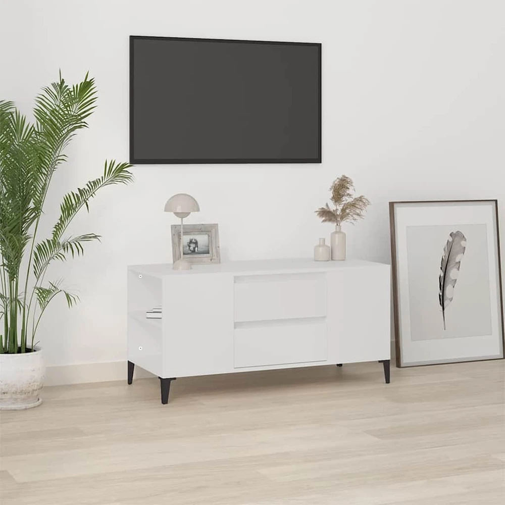 TV staliukas Televizoriaus spintelė, baltos spalvos, 102x44,5x50cm, mediena