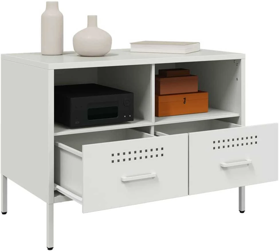 TV staliukas Televizoriaus spintelė, baltos spalvos, 68x39x50,5cm, plienas