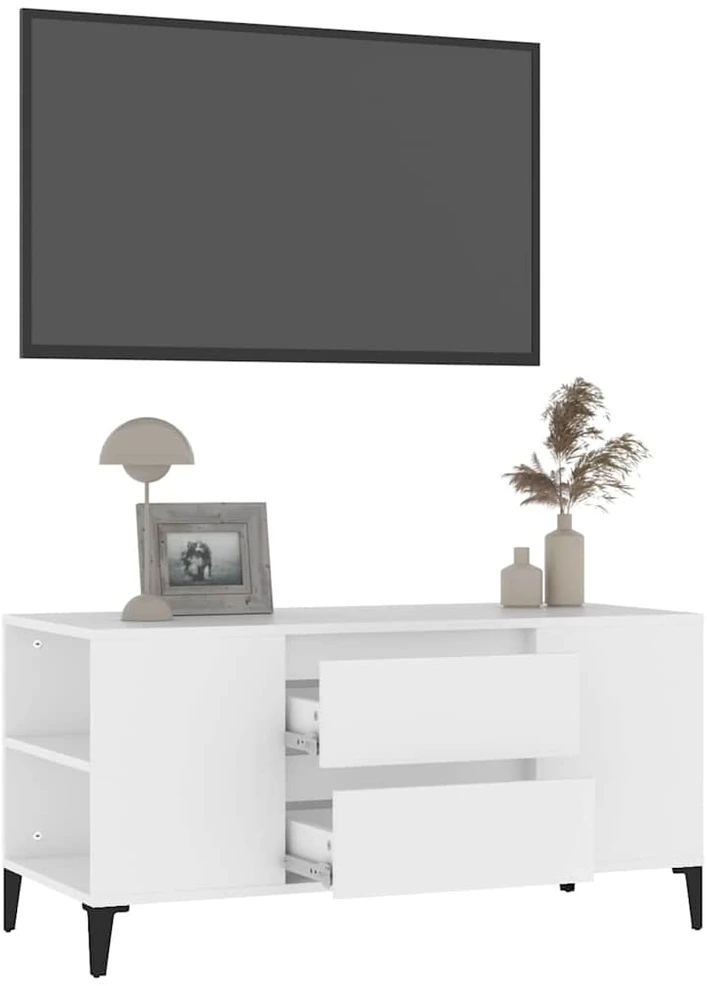 TV staliukas Televizoriaus spintelė, baltos spalvos, 102x44,5x50cm, mediena