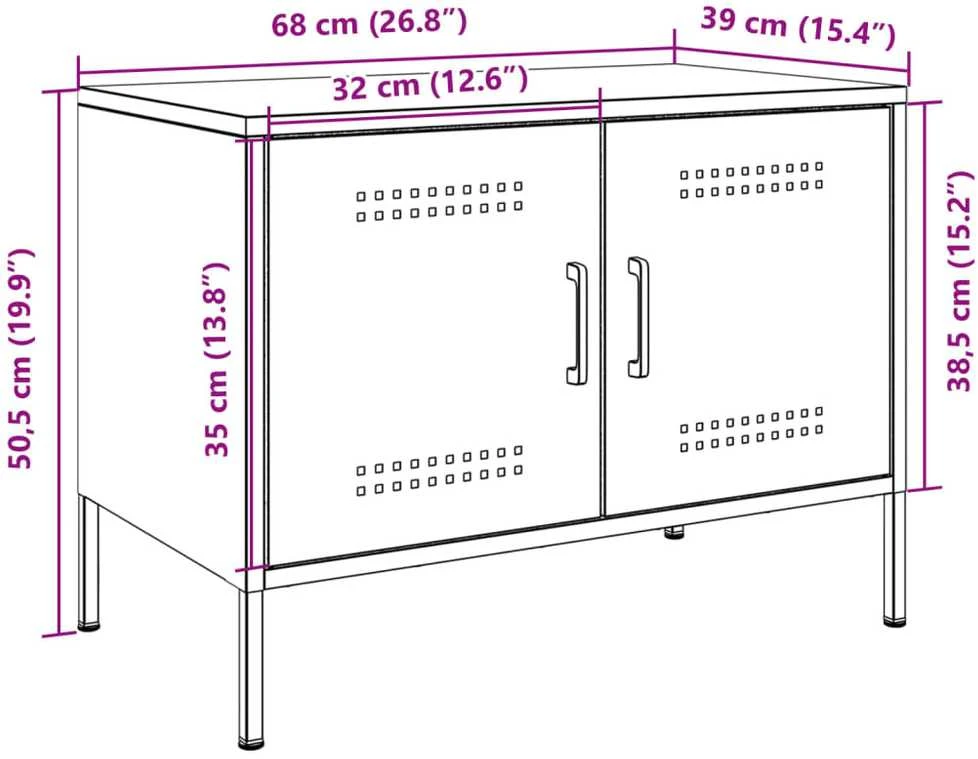 TV staliukas Televizoriaus spintelė, baltos spalvos, 68x39x50,5cm, plienas