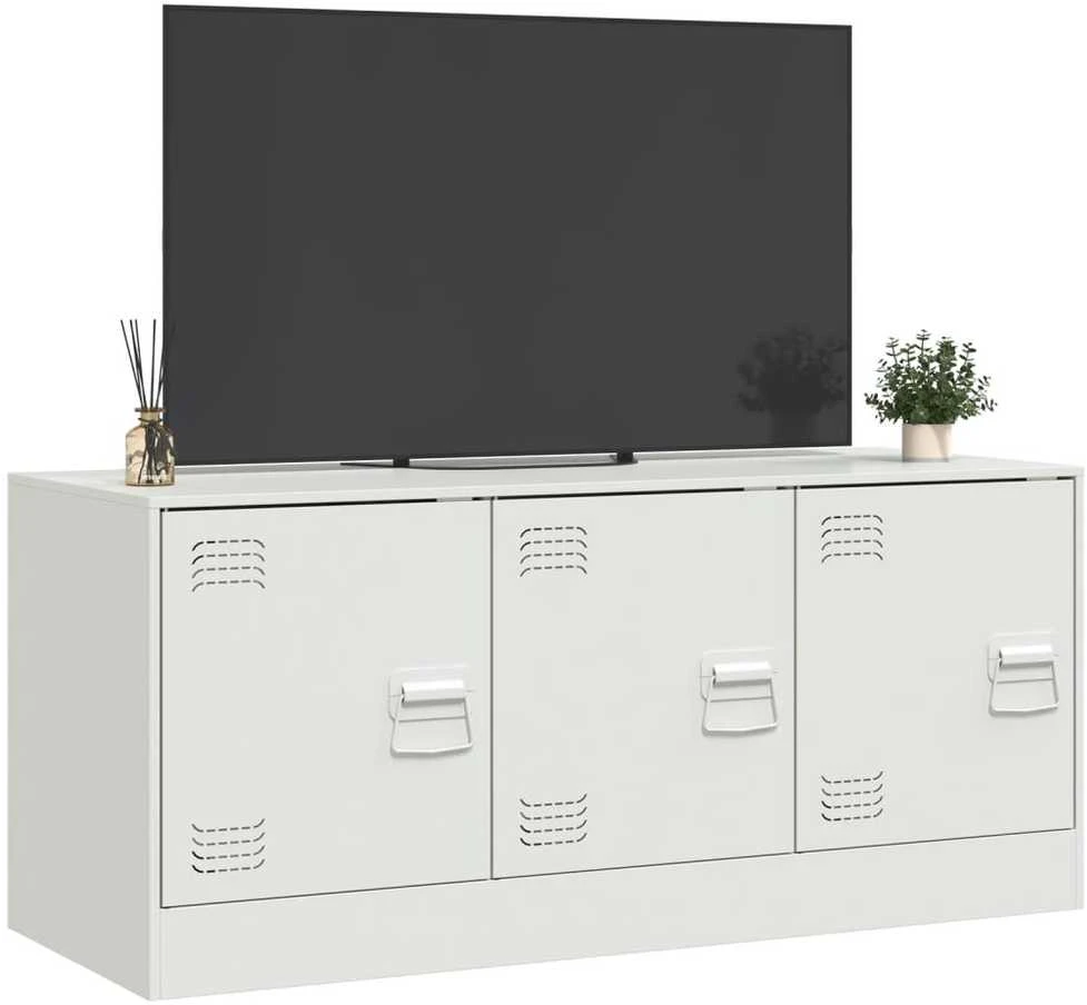 TV staliukas Televizoriaus spintelė, baltos spalvos, 99x39x44cm, plienas