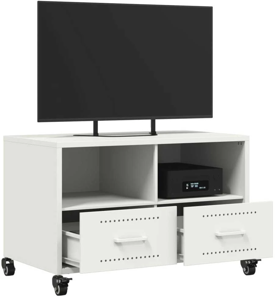 TV staliukas Televizoriaus spintelė, baltos spalvos, 68x39x43,5cm, plienas