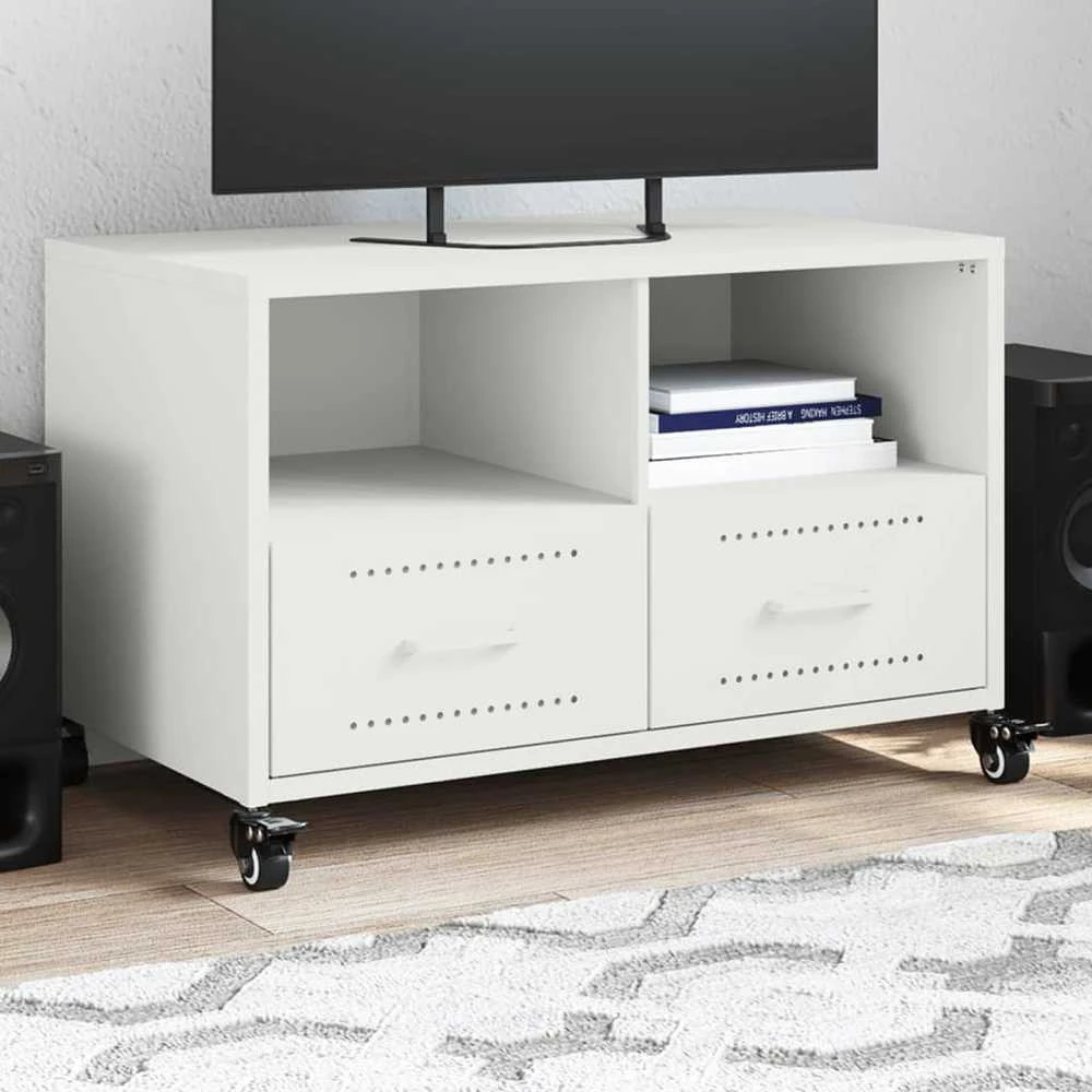 TV staliukas Televizoriaus spintelė, baltos spalvos, 68x39x43,5cm, plienas