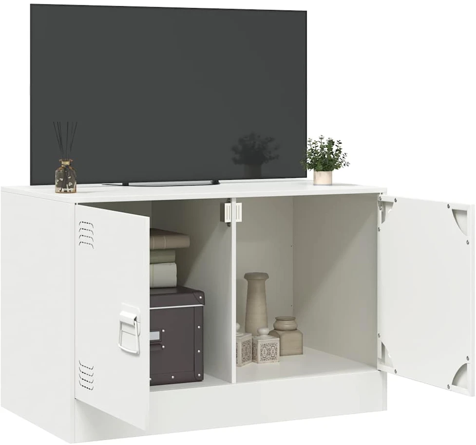 TV staliukas Televizoriaus spintelė, baltos spalvos, 67x39x44cm, plienas